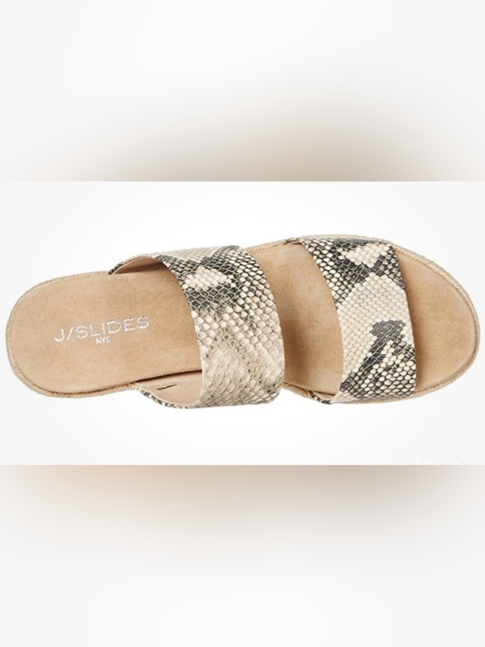 J Slides Quinzel Beige Snake-Print Espadrille Slide Sandals